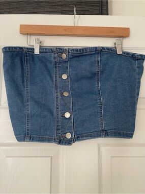 Dylan Ryan Button-Front Denim Tube Top Jean top XL going out top
